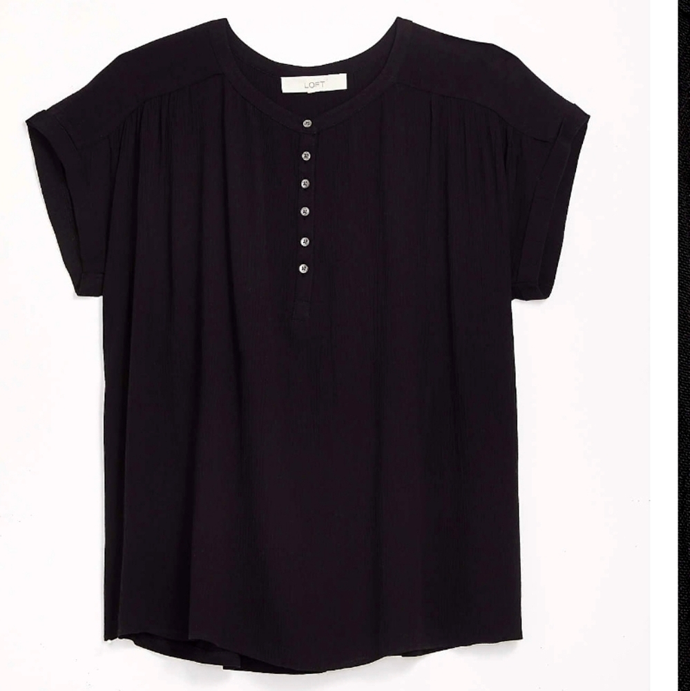 Loft Black Mixed Media Shirt